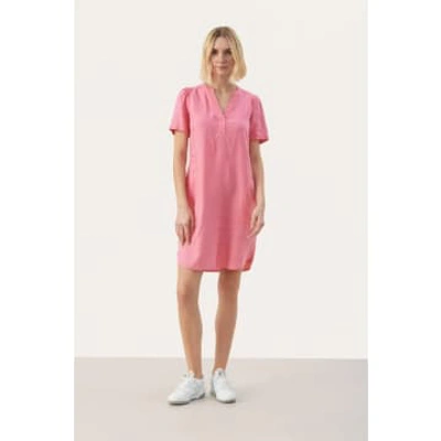 Part Two Aminase Linen Dress Morning Glory Pink