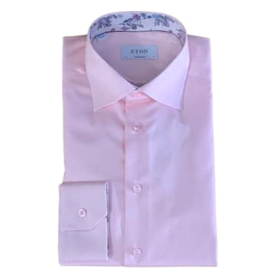 Eton Contemporary Fit White Floral Print Insert Signature Twill Shirt