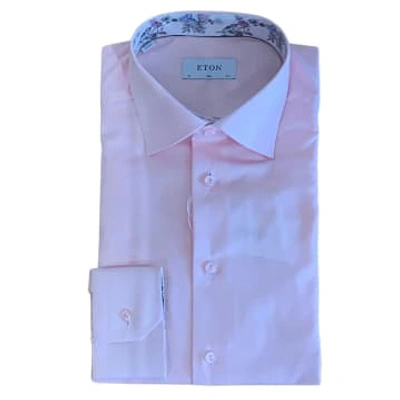 Eton Slim Fit Dress Shirt With Floral Insert In Pink