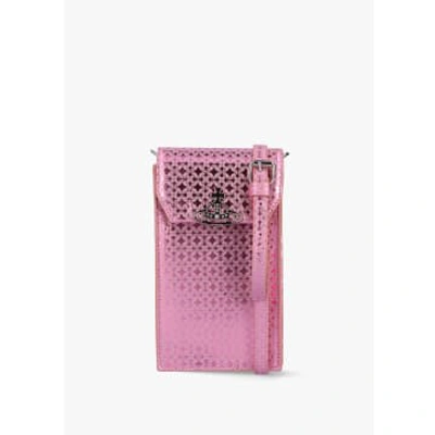 Vivienne Westwood Womens Metal Orborama Leather Phone Case In Pink