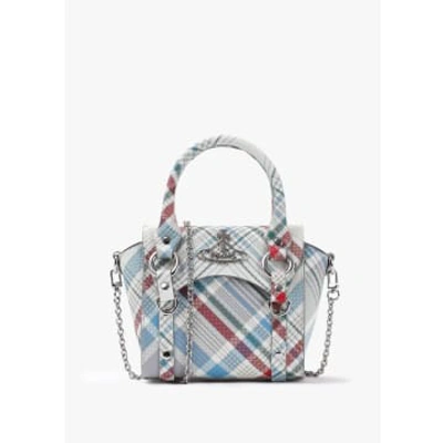 Vivienne Westwood Womens Betty Mini Leather Tote Bag In Madras Check In Blue