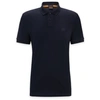Hugo Boss Stretch-cotton Slim-fit Polo Shirt With Logo Patch In Blue
