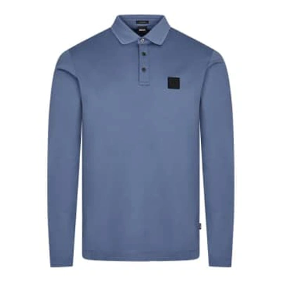 Hugo Boss Long Sleeve Pado Polo Shirt In Blue