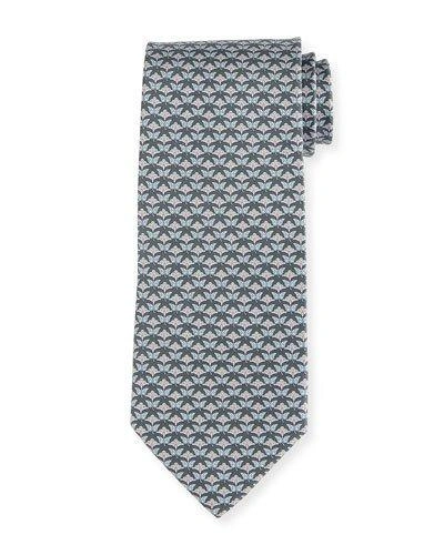 Ferragamo Passerby Logo-print Silk Twill Tie, Gray