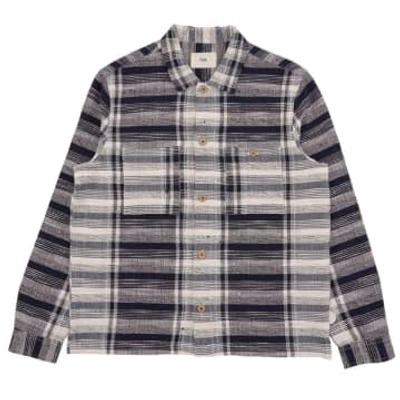 Folk Patch Shirt Navy Basket Weave Check Navy In Blue