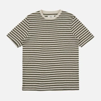 Folk Classic Stripe Tee Olive / Ecru In Green