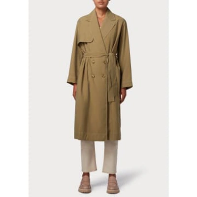 Paul Smith Long Double-breasted Green Trench Coat In Grey