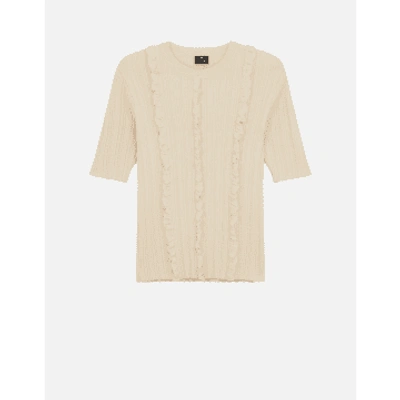 Paul Smith Ruffles Ss Knited Top Col: 03 Ice White, Size: M