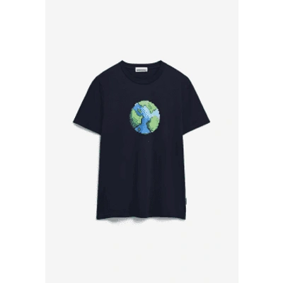 Armedangels Jaames Planet T-shirt Night Sky In Blue