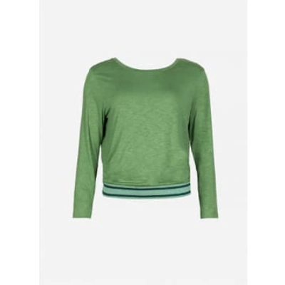 Ange Low Collar V-neck T-shirt In Green