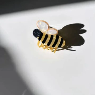 Solar Eclipse Hand-painted Bee Claw Hair Clip In Gold