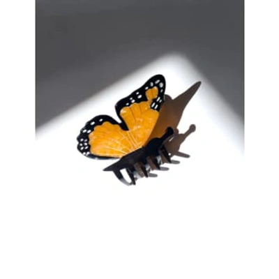 Solar Eclipse Hand-painted Monarch Butterfly Claw Hair Clip In Black
