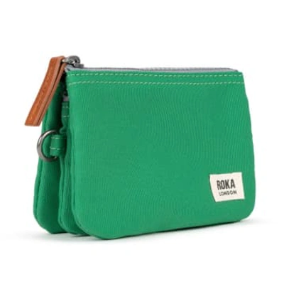 Roka Purse Carnaby Small Recycled Repurposed Sustainable Canvas In Mountain Green