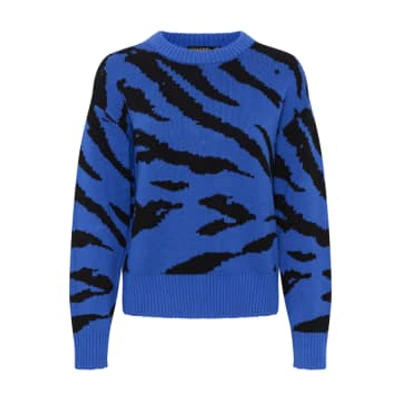 Soaked In Luxury Blue Animal Print Cabba Pullover