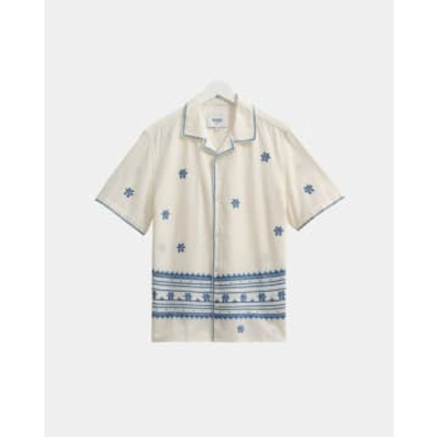 Wax London Didcot Daisy Embroidery Shirt In Blue