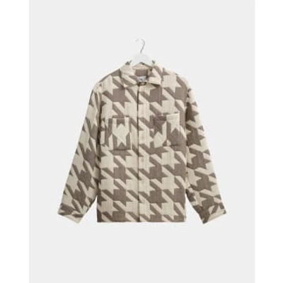 Wax London Whiting Houndstooth Cotton Blend Shirt Jacket In Ecru