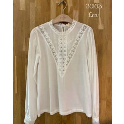 Anorak Ycoo Delicate White Cotton Blouse With Lace Detail