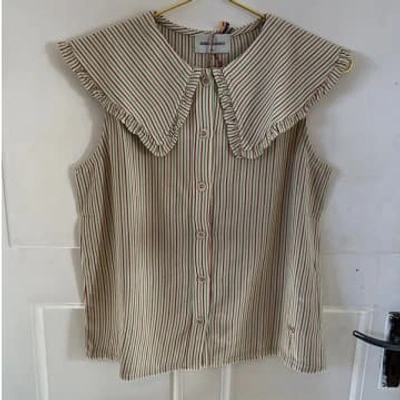 Anorak Bobo Choses Oversized Collar Stripe Shirt In Brown
