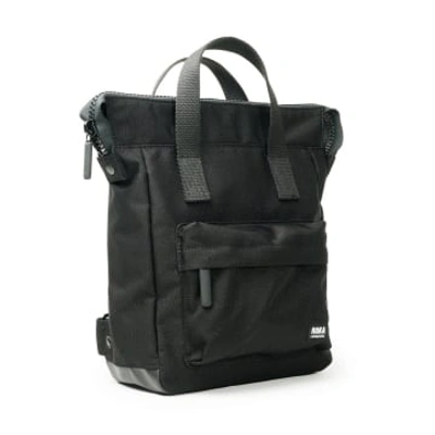 Roka London Back Pack Rucksack Bantry B Small Recycled Repurposed Sustainable Canvas In All Black