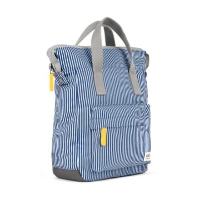 Roka London Back Pack Rucksack Bantry B Small Recycled Repurposed Sustainable Canvas In Hickory Stri