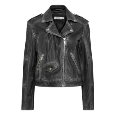 B.young Bydenno Leather Biker Jacket Grey