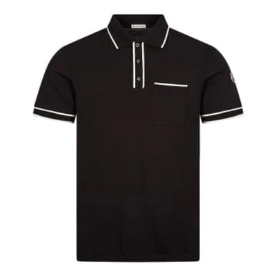 Moncler Contrast Placket Polo Shirt In Black