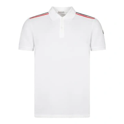 Moncler Shoulder Stripe Polo Shirt In White