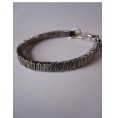 Goti 925 Oxidised Silver Sq Bracelet In Metallic