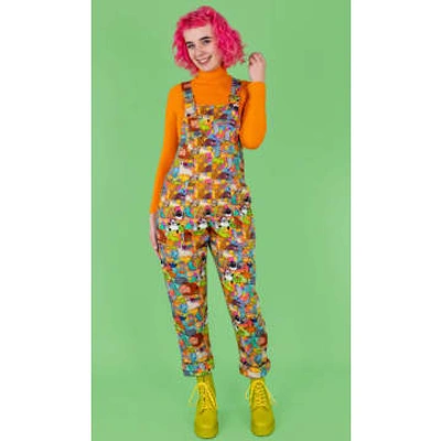 Run And Fly X Katie Abey Weird & Wonderful Stretch Twill Dungarees In Multi