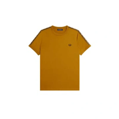 Fred Perry Taped Ringer T-shirt Dark Caramel / Shaded Stone In Brown