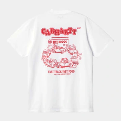 Carhartt Fast Food T-shirt In White / Red