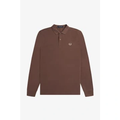 Fred Perry M6006 Plain Long Sleeve Polo In Grey