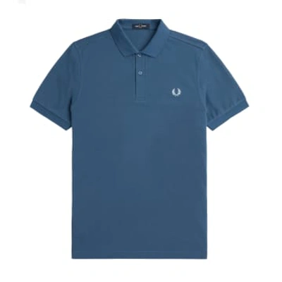 Fred Perry Mens Plain Signature Polo Shirt In Midnight Blue/light Ice V06
