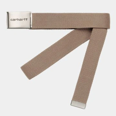 Carhartt Wip Clip Belt Chrome In Brown