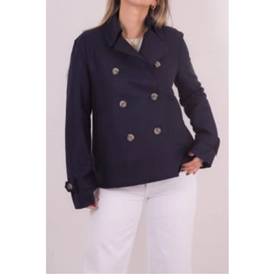 Harris Wharf London Cropped Trench In Navy Blue