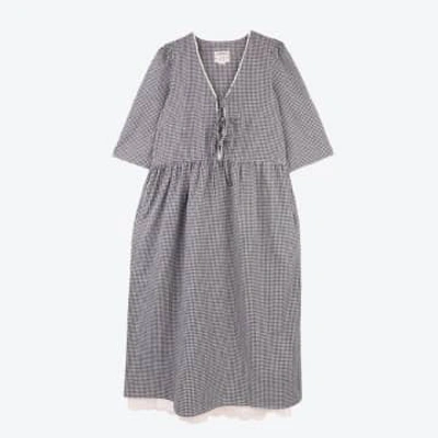 Meadows Mahonia Navy Gingham Dress In Blue