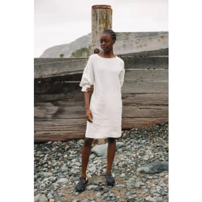 Beaumont Organic Claudia-may Linen Dress In Stone In White