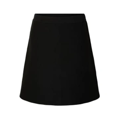 Selected Femme Slfliva Black Knit Skirt