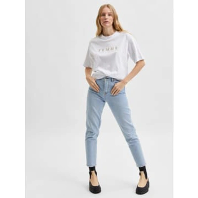 Selected Femme Rita Mom Jeans In Blue