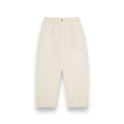 Universal Works Pleated Track Pant 30250 Recycled Cotton Ecru In Neutral
