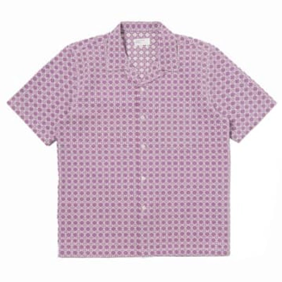 Universal Works Road Shirt In Woven Tile Design Lilac