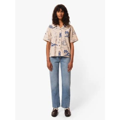 Nudie Jeans Moa Waves Hawaii Shirt In Neutral