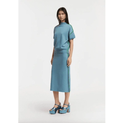 Essentiel Antwerp Folder Knitted Skirt In Blue