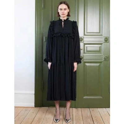 Stella Nova Midi Dress With Flounce In Black