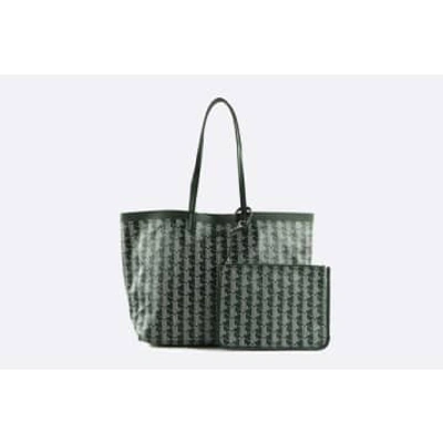 Lacoste Zely Coated Canvas Monogram Medium Tote Green