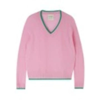 Jumper 1234 Contrast Tip In Rose And Bright Green In Pink