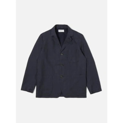 Jackets Universal Works Three Button Jacket In Navy Linen Mix Puppytooth In Blue