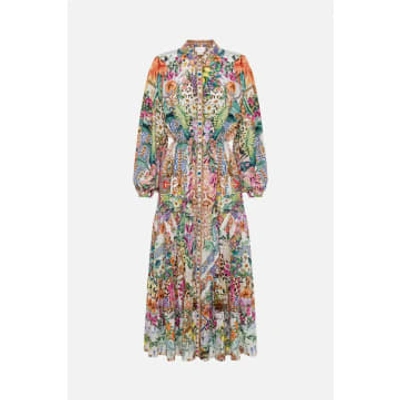 CAMILLA FLOWERS OF NEPTUNE TIERED LONG SHIRT DRESS COL: MULTI