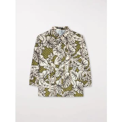 Luisa Cerano Blouse With Leaf Print Multi In Grey