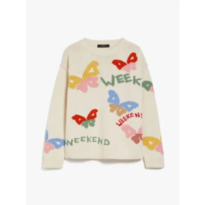 Max Mara Weekend Zingaro Printed Knit Col: White Butterfly, Size: M